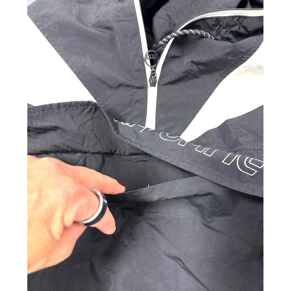 Lorna Jane Black & White Windbreaker Jacket Hood & Drawstring Hem Oversize - Picture 12 of 14